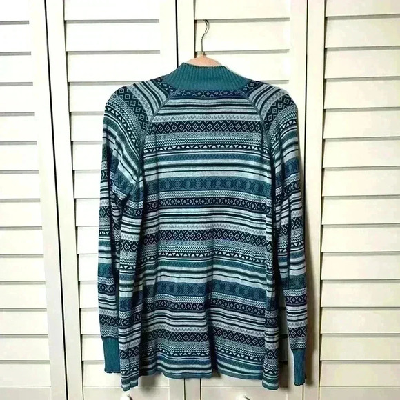 Eddie Bauer Fair Isle Nordic Geometric Quarter Zip Pullover Knit Sweater Size XL - Picture 6 of 8